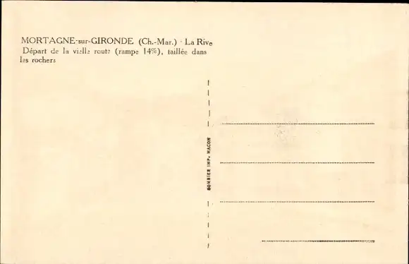 Ak Mortagne sur Gironde Charente Maritime, La Rive, Abfahrt von va vielle Route
