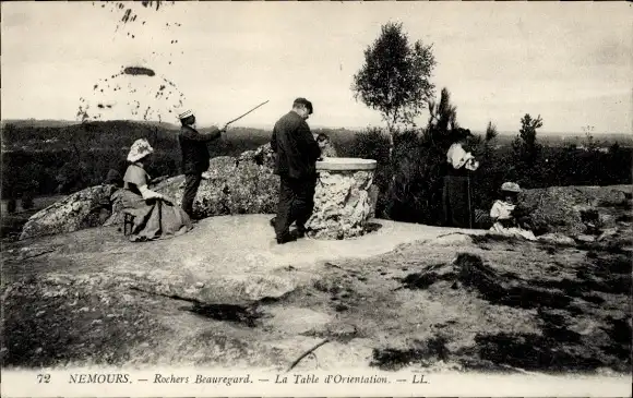 Ak Nemours Seine-et-Marne, Rochers Beauregard, Orientierungstabelle