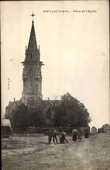 Ak Meillac Ille et Vilaine, Place de l’Eglise