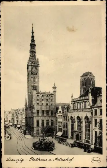 Ak Gdańsk Danzig, Rathaus, Artushof