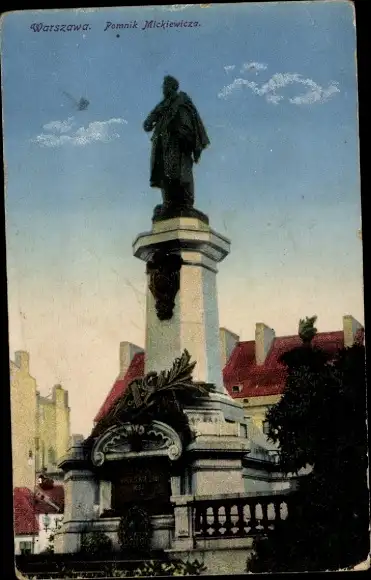 Ak Warszawa Warschau Polen, Mickiewicz-Denkmal
