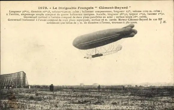 Ak Le Dirigeable Francais Clement-Bayard