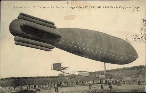 Ak Aerostation Militaire, die Luftschiff-Ballonstadt Paris
