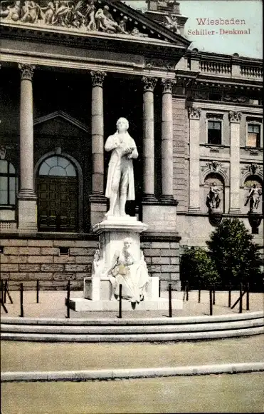 Ak Wiesbaden in Hessen, Schiller-Denkmal