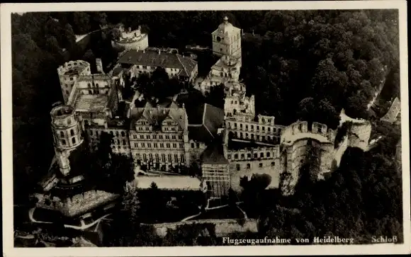 Ak Heidelberg am Neckar, Heidelberger Schloss, Flugzeugaufnahme