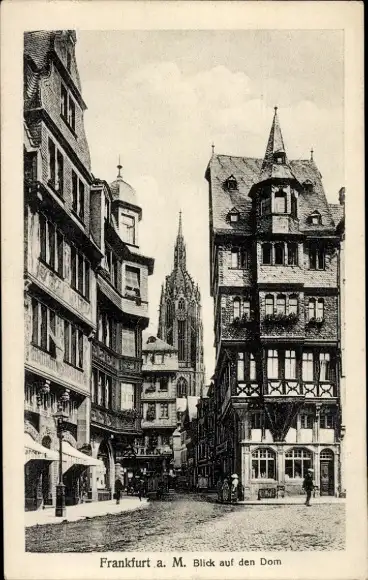 Ak Frankfurt am Main, Dom, alte Häuser