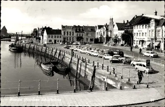 Ak Husum in Nordfriesland, An der Schiffbrücke, Hotel