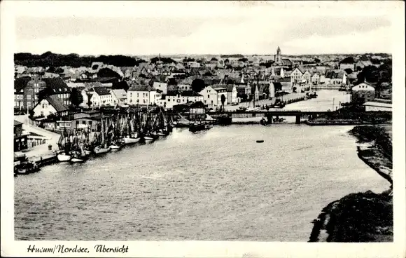 Ak Husum in Nordfriesland, Teilansicht, Hafen