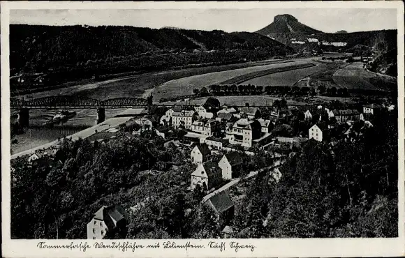 Ak Wendischfähre an der Elbe Rathmannsdorf Sächsische Schweiz, Panorama, Lilienstein