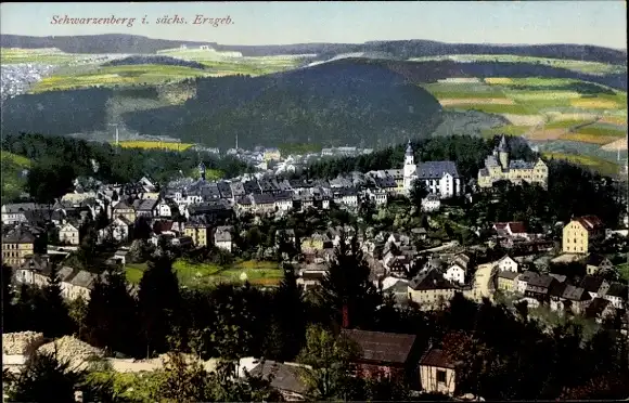 Ak Schwarzenberg im sächsischen Erzgebirge, Panorama