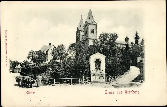 Ak Arenberg Koblenz, Blick zur Kirche St. Nikolaus