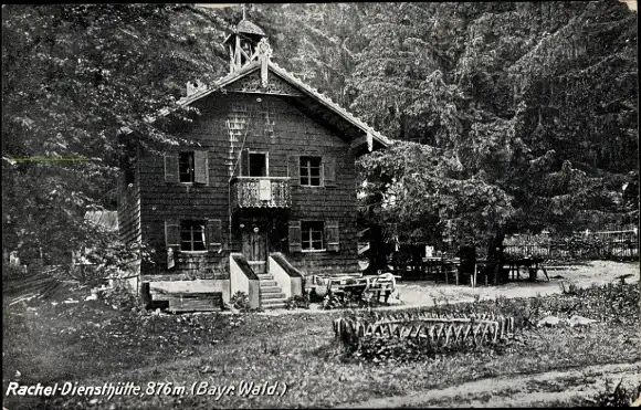 Ak St Oswald Riedlhütte in Niederbayern, Rachel Diensthütte, Vorderansicht