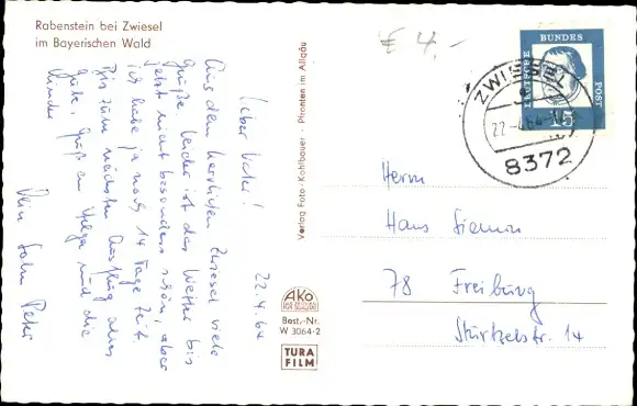 Ak Rabenstein Zwiesel im Bayerischen Wald, Totalansicht mit Hannenkobel