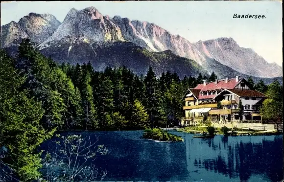 Ak Grainau in Oberbayern, Badersee, Baadersee, Gasthaus