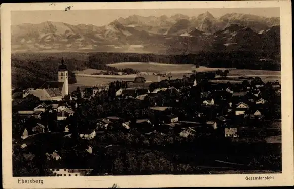 Ak Ebersberg in Oberbayern, Gesamtansicht, Gebirge