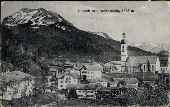 Ak Elbach Fischbachau in Oberbayern, Teilansicht, Kirche, Breitenstein