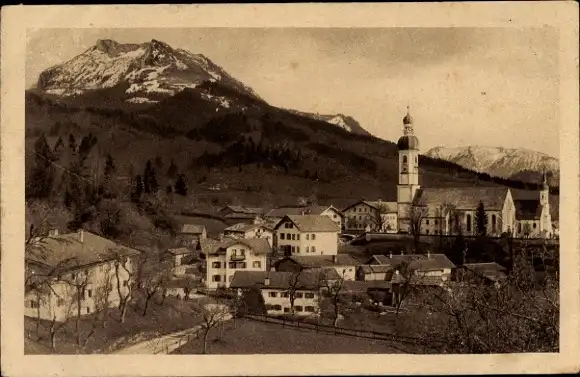 Ak Elbach Fischbachau in Oberbayern, Teilansicht, Kirche, Breitenstein