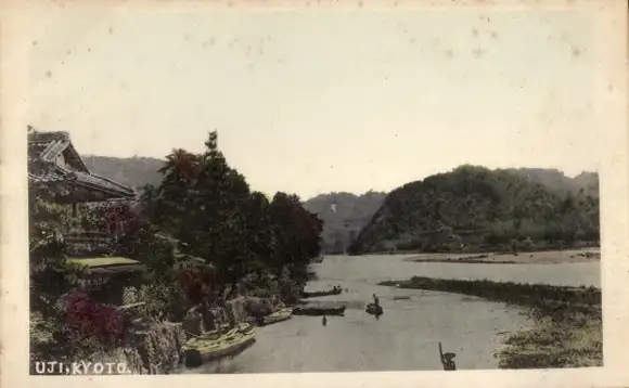 Ak Kyoto Präfektur Kyoto Japan, Uji, Gesamtansicht, Fluss, Wald