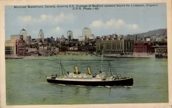 Ak Montreal Quebec Kanada, Waterfront, SS Duchess of Bedford