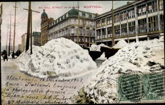 Ak Montreal Quebec Kanada, McGill Street, Winter