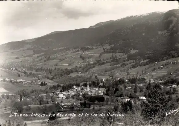 Ak Theys Isere, vue Generale et le Col du Barrioz