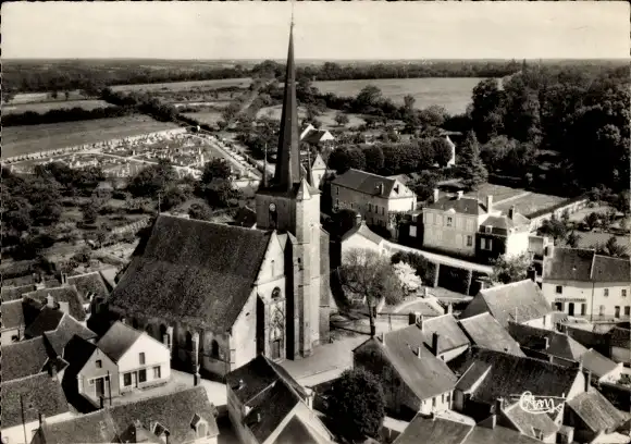 Ak Saint Privé Yonne, Kirche, Fliegeraufnahme