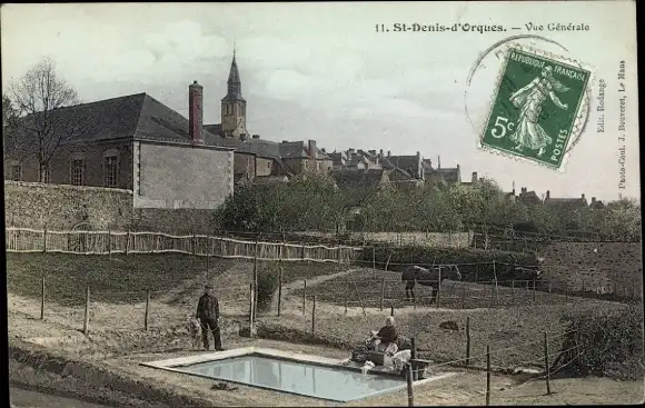 Ak Saint-Denis-d’Orques Sarthe, Gesamtansicht