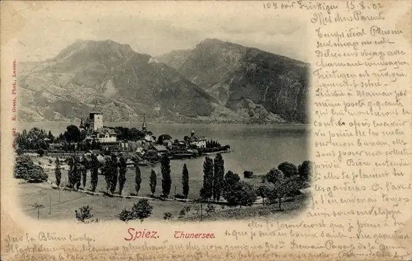 Ak Spiez am Thuner See Kanton Bern, Gesamtansicht