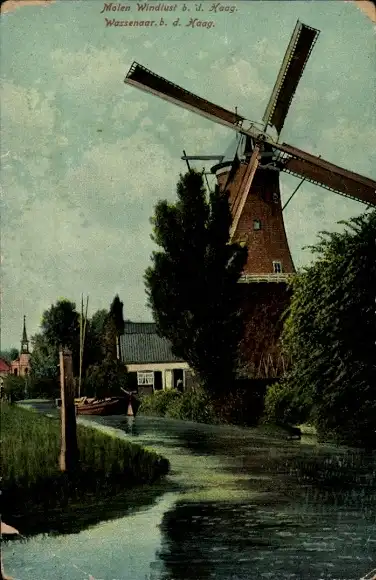 Ak Wassenaar Südholland Niederlande, Windmühle Windlust
