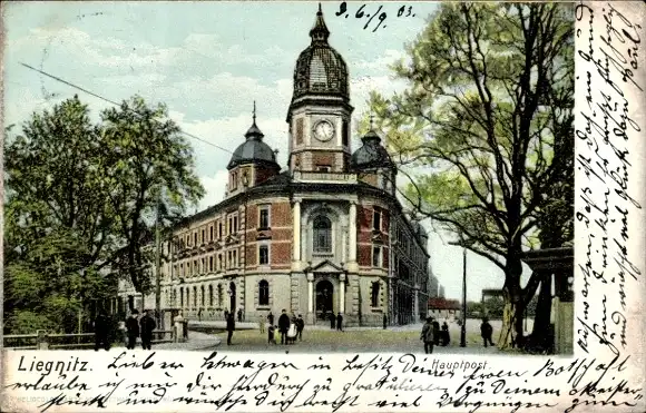 Ak Legnica Liegnitz Schlesien, Hauptpost