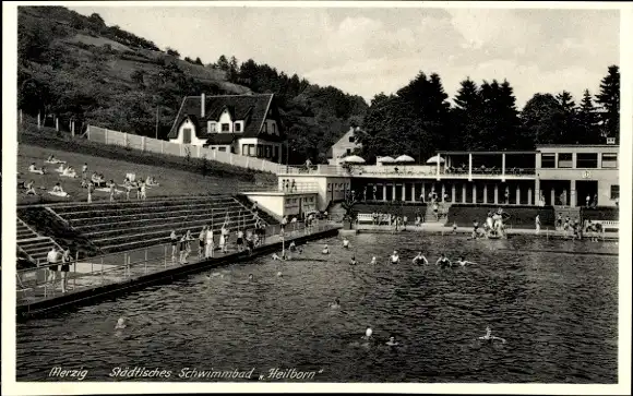 Ak Merzig an der Saar, Städtisches Schwimmbad Heilborn