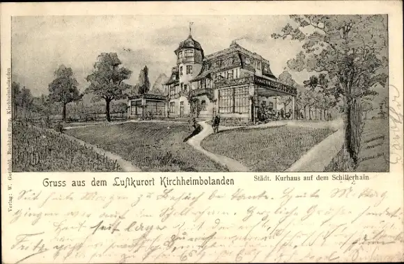 Künstler Ak Kirchheimbolanden in der Pfalz, Städtisches Kurhaus, Schillerhain