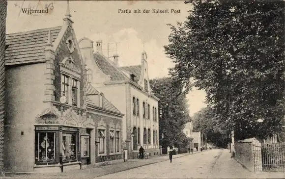 Ak Wittmund in Ostfriesland, Straßenpartie, Post