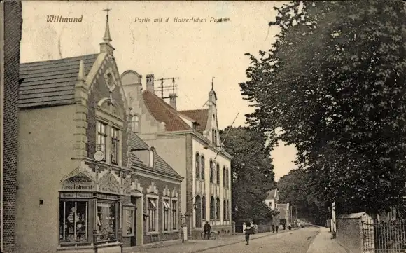 Ak Wittmund in Ostfriesland, Straßenpartie, Post