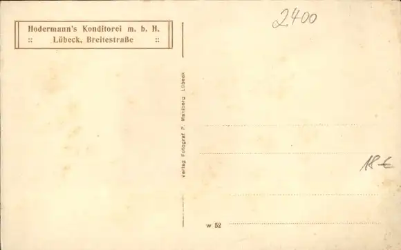 Ak Hansestadt Lübeck, Hodermanns Konditorei, Inneres