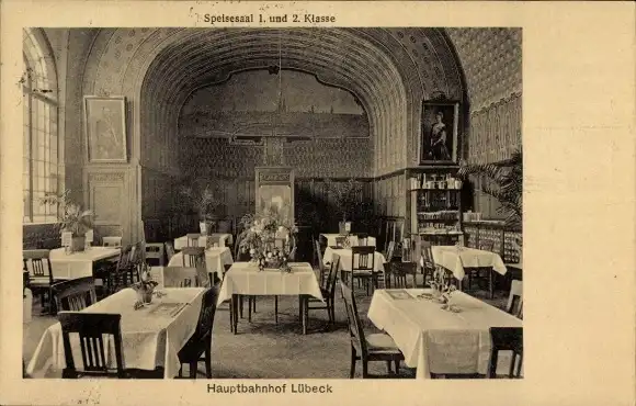 Ak Hansestadt Lübeck, Hauptbahnhof, Speisesaal 1. und 2. Klasse