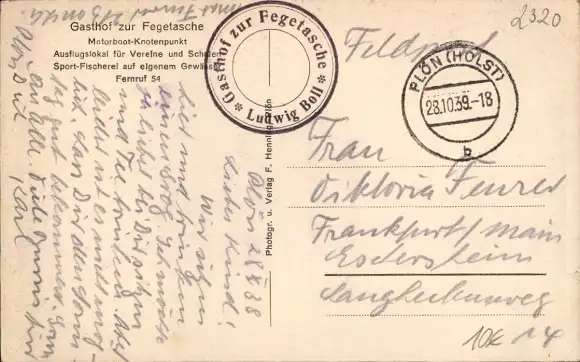 Ak Plön in Schleswig Holstein, Gasthof zur Fegetasche, Paul Böttcher