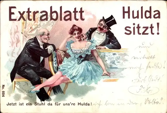 Litho Extrablatt, Hulda sitzt, Jetzt ist ein Stuhl da für uns're Hulda