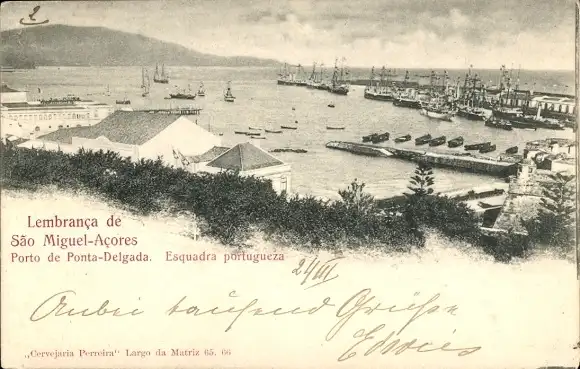 Ak Ponta Delgada Sao Miguel Azoren, Hafen, Gesamtansicht