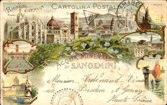 Litho Genova Genua Liguria, Milano, Palermo, Venezia, Roma, Acqua Minerale de Sangemini