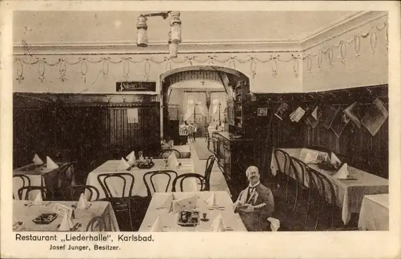 Ak Karlovy Vary Karlsbad Stadt, Restaurant Liederhalle
