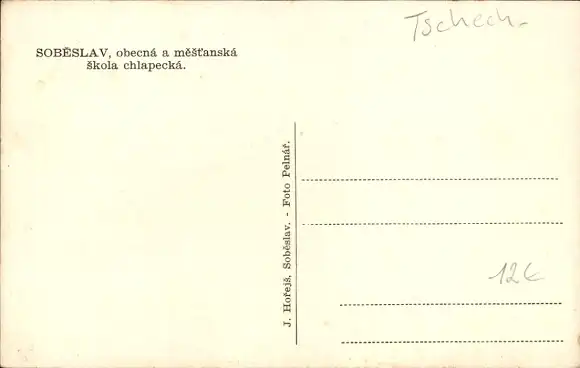 Ak Soběslav Sobieslau Südmähren, allgemeine und städtische Schule für Jungen