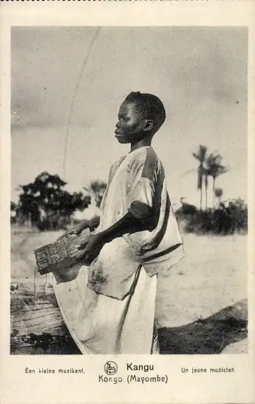 Ak Mayombe DR Kongo Zaire, Kangu, kleiner Musikant