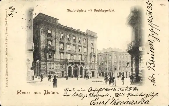Ak Brno Brünn Südmähren, Stadthofplatz, Bezirksgericht