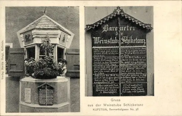 Ak Kufstein in Tirol, Barometer, Weinstube Schicketanz, Rennerhofgasse 36