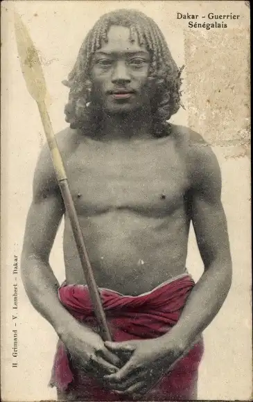 Ak Dakar Senegal, Guerrier Senegalais, Krieger, Locken, Lanze