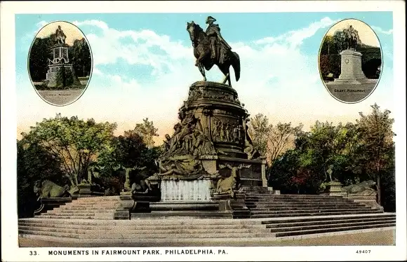 Ak Philadelphia Pennsylvania USA, Monuments in Fairmount Park, Washington Statue