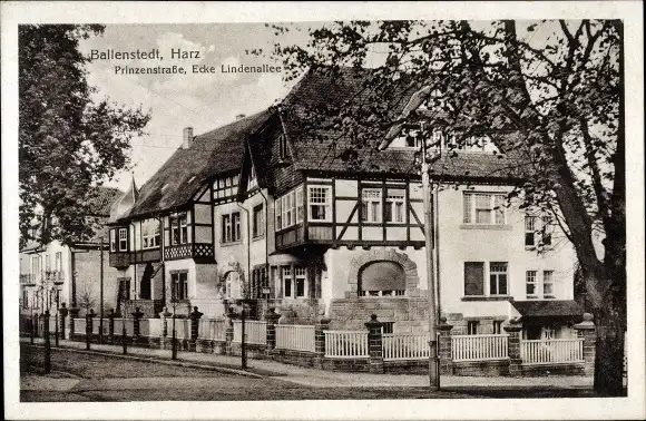 Ak Ballenstedt im Harz, Prinzenstraße, Ecke Lindenallee
