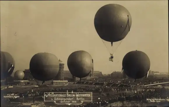 Ak Berlin Wilmersdorf Schmargendorf, Internationale Ballon-Wettfahrten Oktober 1908