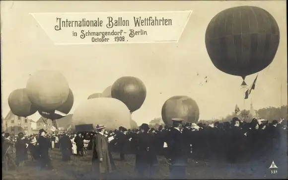 Ak Berlin Wilmersdorf Schmargendorf, Internationale Ballon-Wettfahrten Oktober 1908